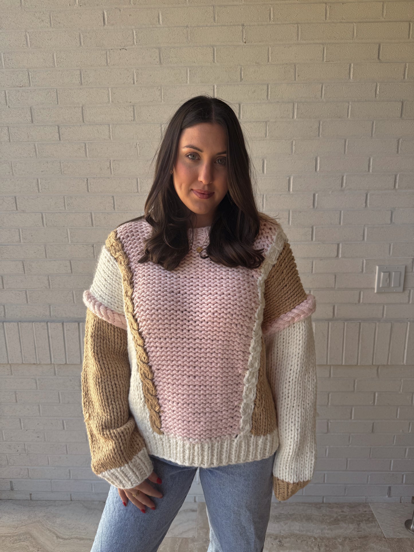 Pink Cable Knit Sweater