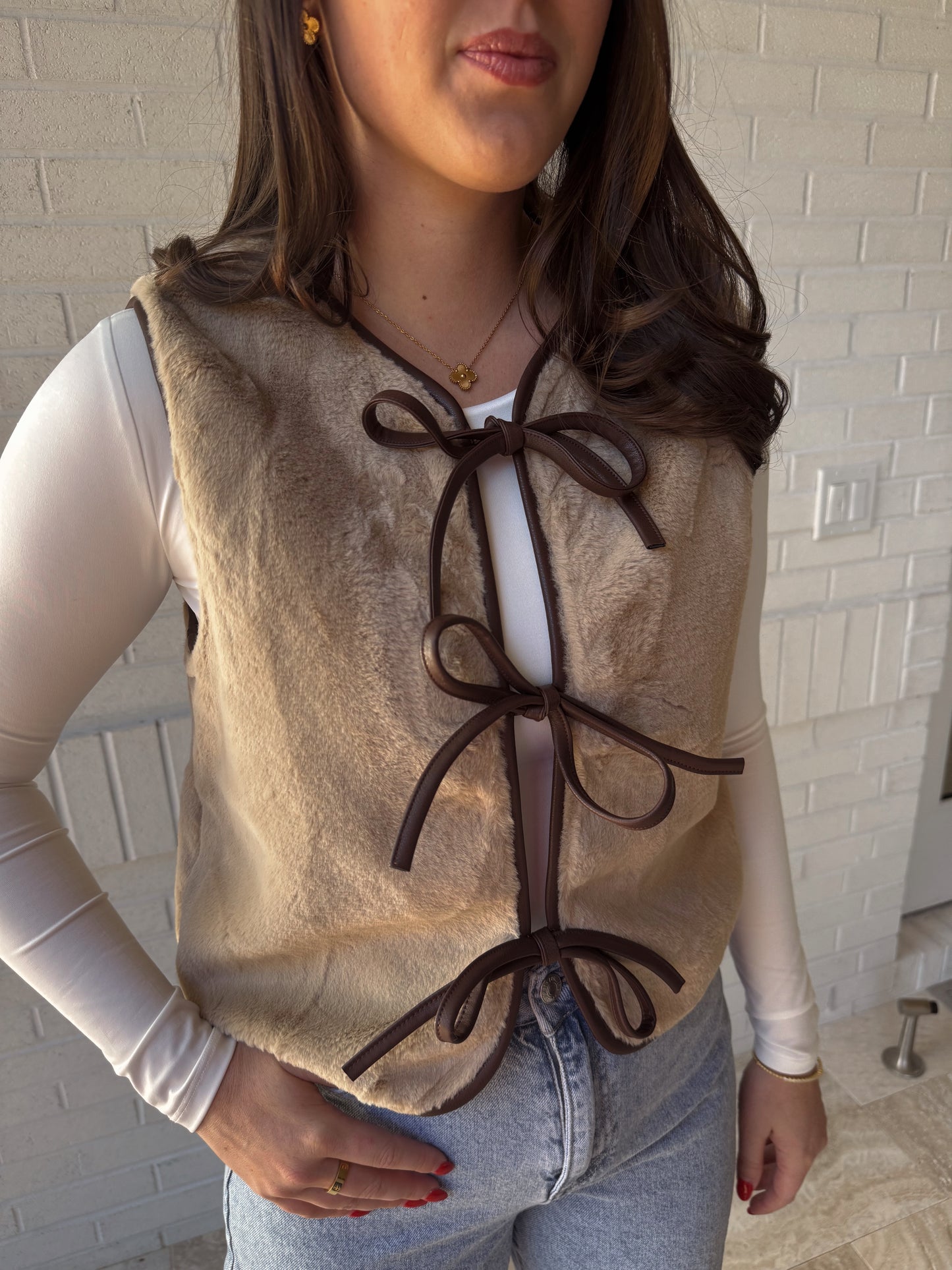 Faux Fur Bow Vest