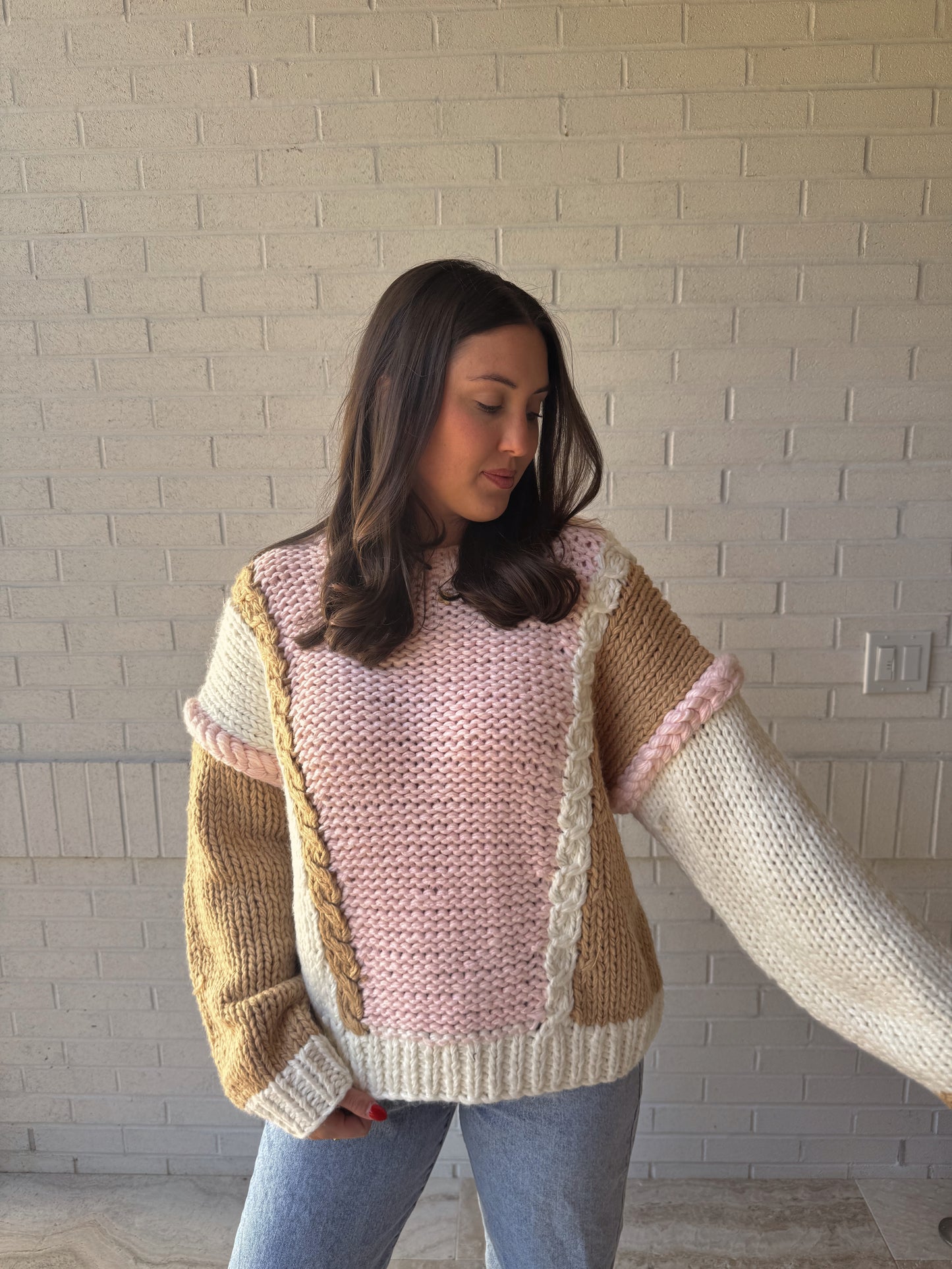 Pink Cable Knit Sweater