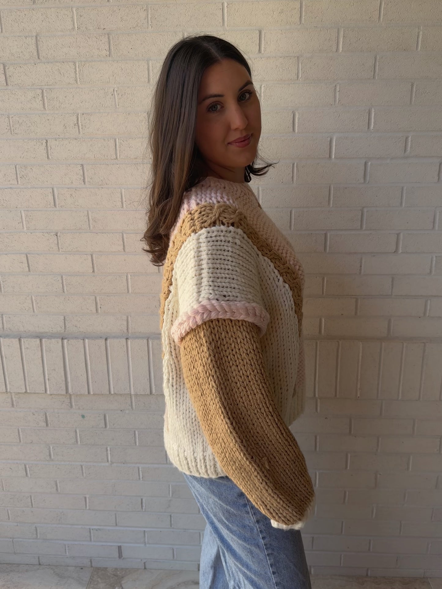 Pink Cable Knit Sweater